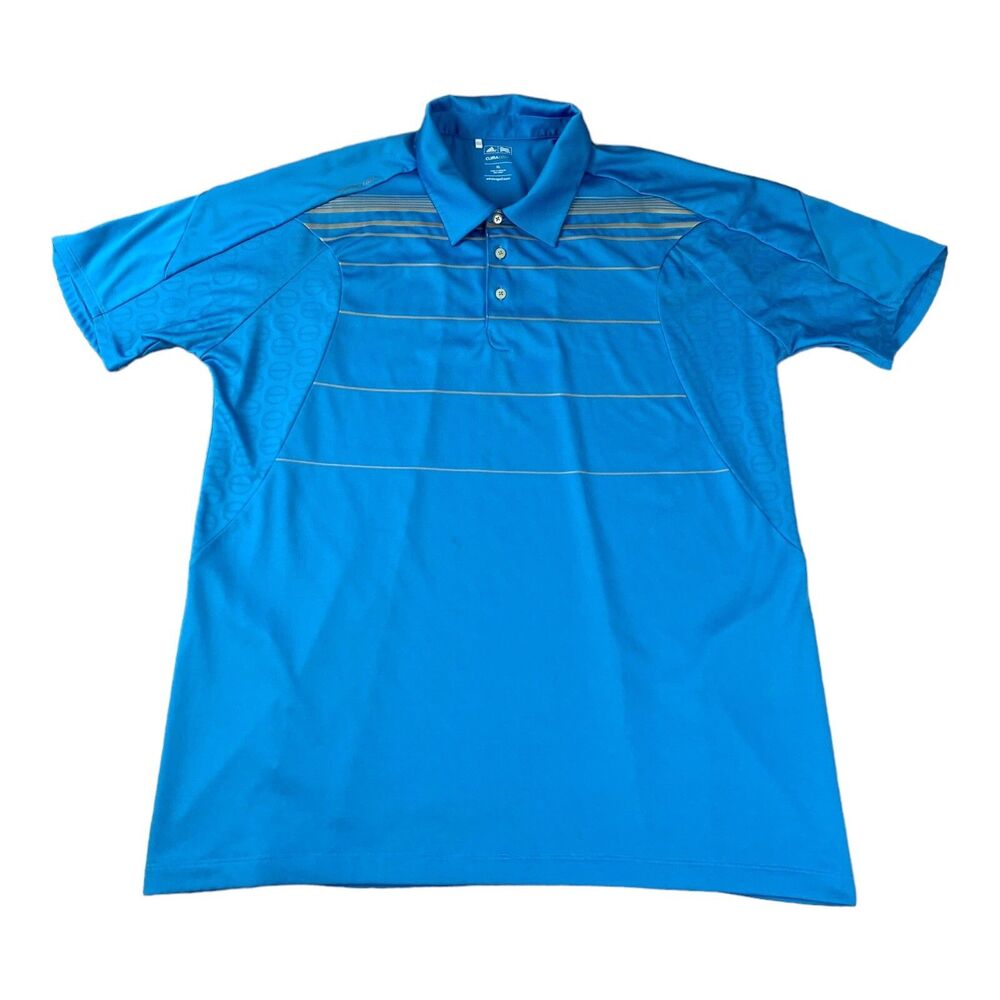 Adidas Golf Men's Polo Shirt ClimaCool, Blue Striped, Moisture Wicking, Size XL